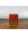 Chinese Qing Dynasty 19th Century Red Lacquer Side Chest with Five Drawers-5. Asian & Chinese Furniture, Art, Antiques, Vintage Home Décor for sale at FEA Home