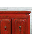 Chinese Qing Dynasty 19th Century Red Lacquer Side Chest with Five Drawers-7. Asian & Chinese Furniture, Art, Antiques, Vintage Home Décor for sale at FEA Home