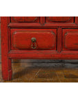 Chinese Qing Dynasty 19th Century Red Lacquer Side Chest with Five Drawers-8. Asian & Chinese Furniture, Art, Antiques, Vintage Home Décor for sale at FEA Home