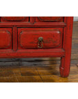 Chinese Qing Dynasty 19th Century Red Lacquer Side Chest with Five Drawers-9. Asian & Chinese Furniture, Art, Antiques, Vintage Home Décor for sale at FEA Home