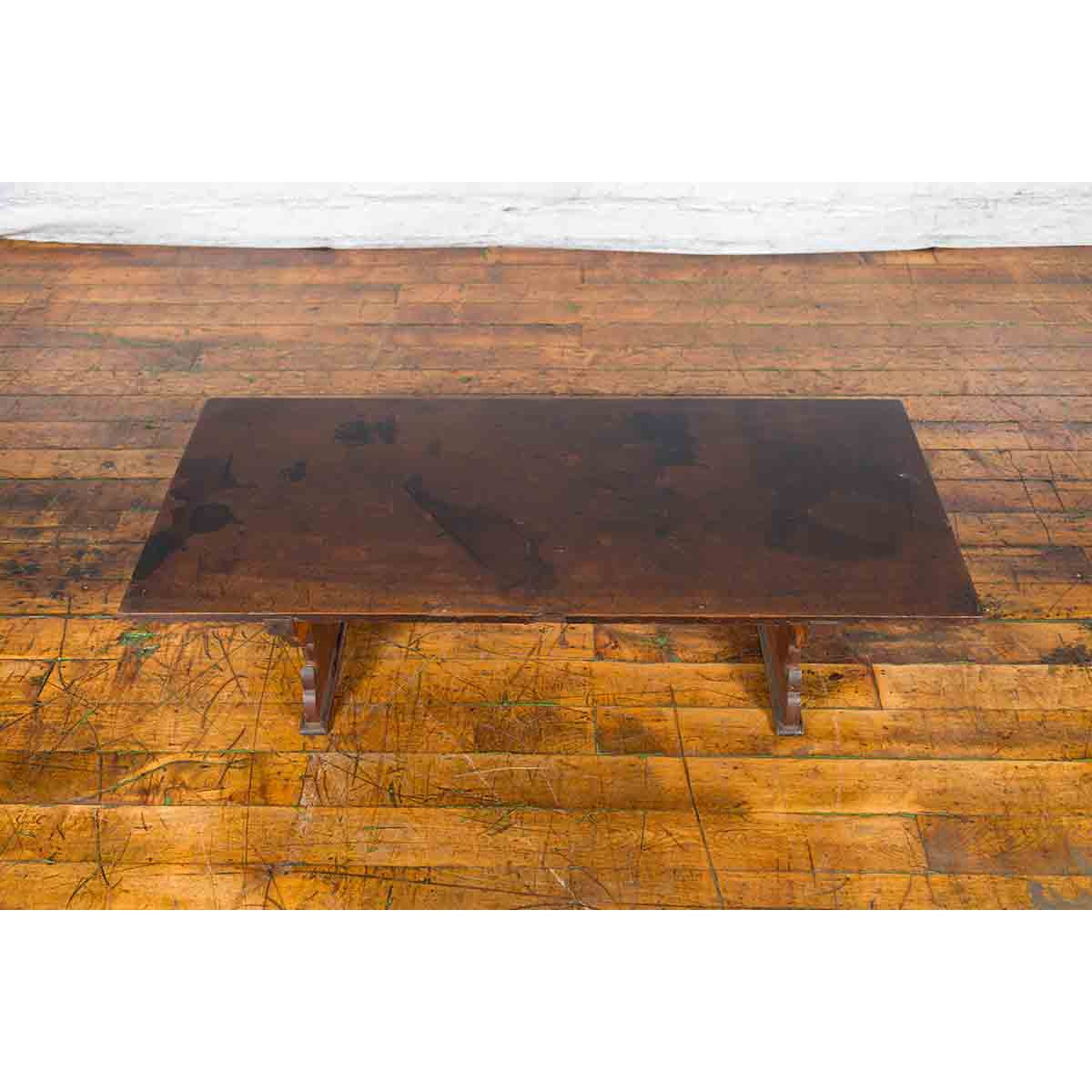 Japanese Low Table or Bench with Carved Cutout Legs-6. Asian & Chinese Furniture, Art, Antiques, Vintage Home Décor for sale at FEA Home