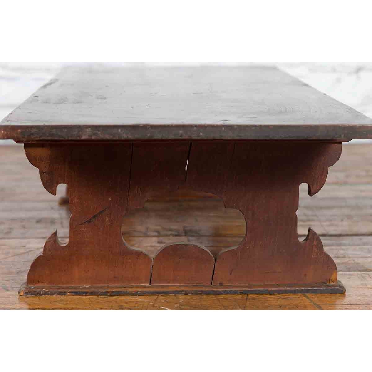 Japanese Low Table or Bench with Carved Cutout Legs-10. Asian & Chinese Furniture, Art, Antiques, Vintage Home Décor for sale at FEA Home