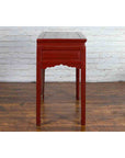 Chinese Vintage Red Lacquer Console Table with Drawers and Carved Spandrels-12. Asian & Chinese Furniture, Art, Antiques, Vintage Home Décor for sale at FEA Home