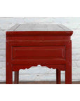 Chinese Vintage Red Lacquer Console Table with Drawers and Carved Spandrels-13. Asian & Chinese Furniture, Art, Antiques, Vintage Home Décor for sale at FEA Home