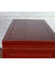 Chinese Vintage Red Lacquer Console Table with Drawers and Carved Spandrels-14. Asian & Chinese Furniture, Art, Antiques, Vintage Home Décor for sale at FEA Home