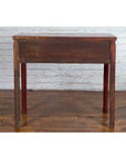 Chinese Vintage Red Lacquer Console Table with Drawers and Carved Spandrels-15. Asian & Chinese Furniture, Art, Antiques, Vintage Home Décor for sale at FEA Home