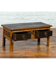 Chinese Vintage Black Lacquered Elmwood and Bamboo Side Table with Fretwork-2. Asian & Chinese Furniture, Art, Antiques, Vintage Home Décor for sale at FEA Home