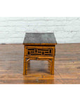 Chinese Vintage Black Lacquered Elmwood and Bamboo Side Table with Fretwork-7. Asian & Chinese Furniture, Art, Antiques, Vintage Home Décor for sale at FEA Home
