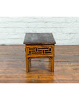 Chinese Vintage Black Lacquered Elmwood and Bamboo Side Table with Fretwork-9. Asian & Chinese Furniture, Art, Antiques, Vintage Home Décor for sale at FEA Home