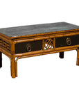 Chinese Vintage Black Lacquered Elmwood and Bamboo Side Table with Fretwork-1. Asian & Chinese Furniture, Art, Antiques, Vintage Home Décor for sale at FEA Home