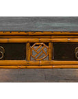 Chinese Vintage Black Lacquered Elmwood and Bamboo Side Table with Fretwork-14. Asian & Chinese Furniture, Art, Antiques, Vintage Home Décor for sale at FEA Home