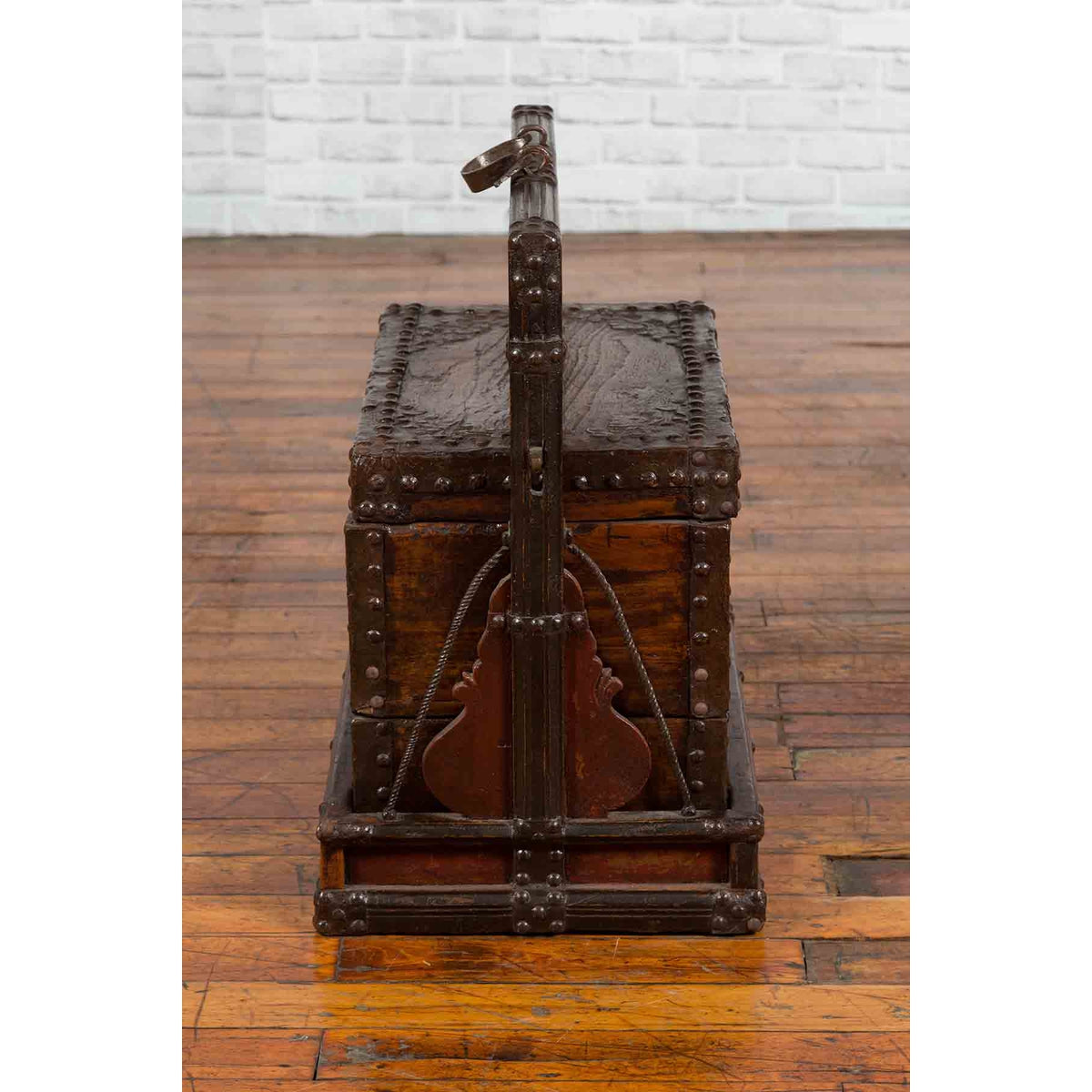 Chinese Qing Dynasty Tiered Wedding Box with Nailheads and Dark Patina-12. Asian & Chinese Furniture, Art, Antiques, Vintage Home Décor for sale at FEA Home