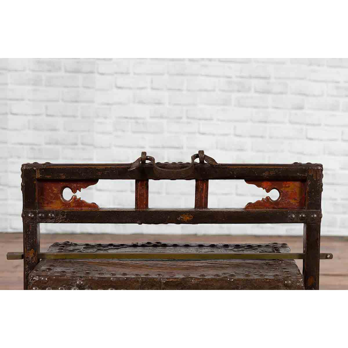 Chinese Qing Dynasty Tiered Wedding Box with Nailheads and Dark Patina-5. Asian & Chinese Furniture, Art, Antiques, Vintage Home Décor for sale at FEA Home