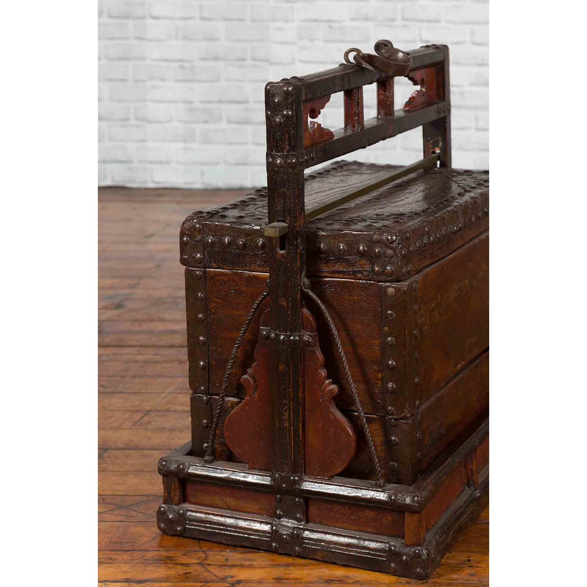 Chinese Qing Dynasty Tiered Wedding Box with Nailheads and Dark Patina-9. Asian & Chinese Furniture, Art, Antiques, Vintage Home Décor for sale at FEA Home