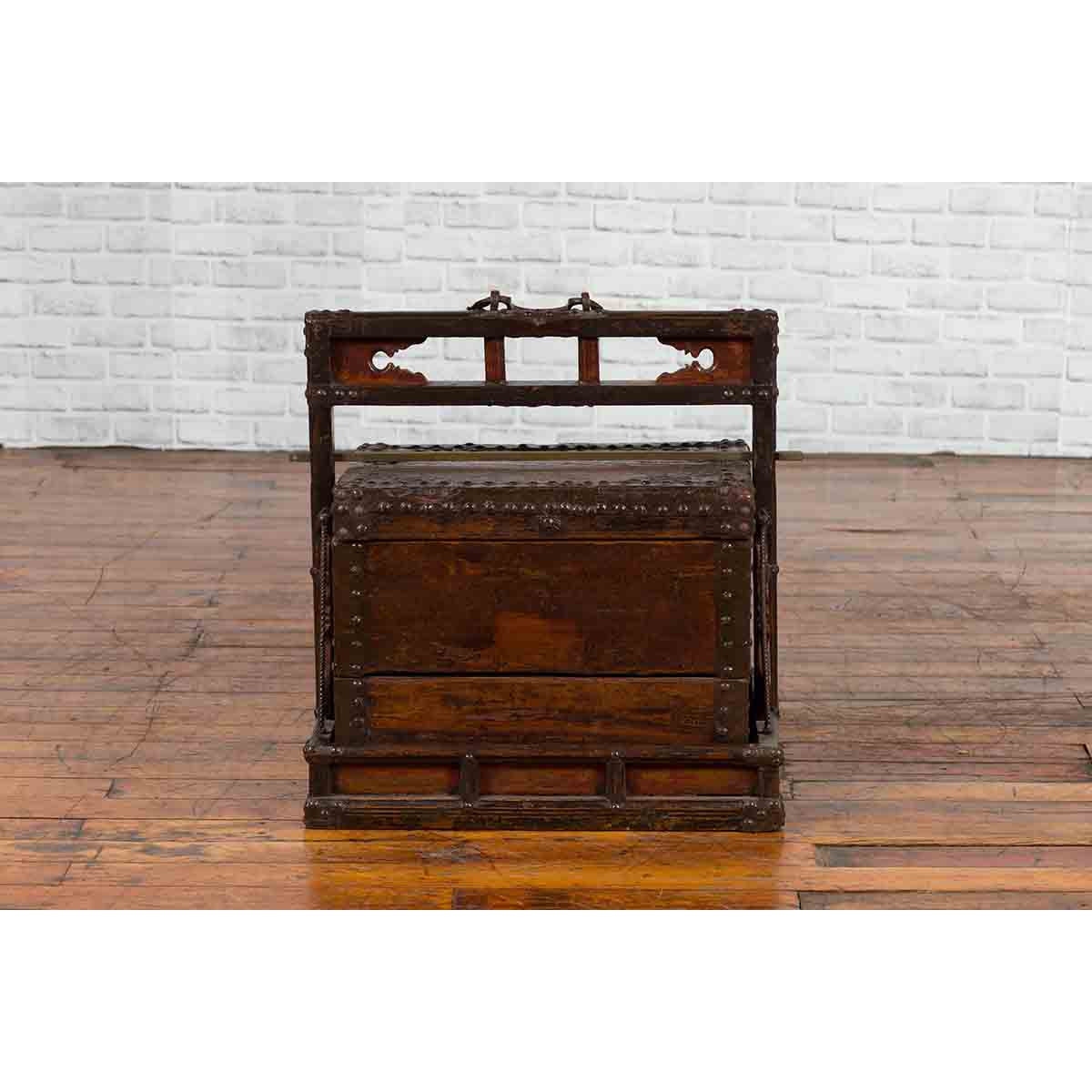 Chinese Qing Dynasty Tiered Wedding Box with Nailheads and Dark Patina-11. Asian & Chinese Furniture, Art, Antiques, Vintage Home Décor for sale at FEA Home