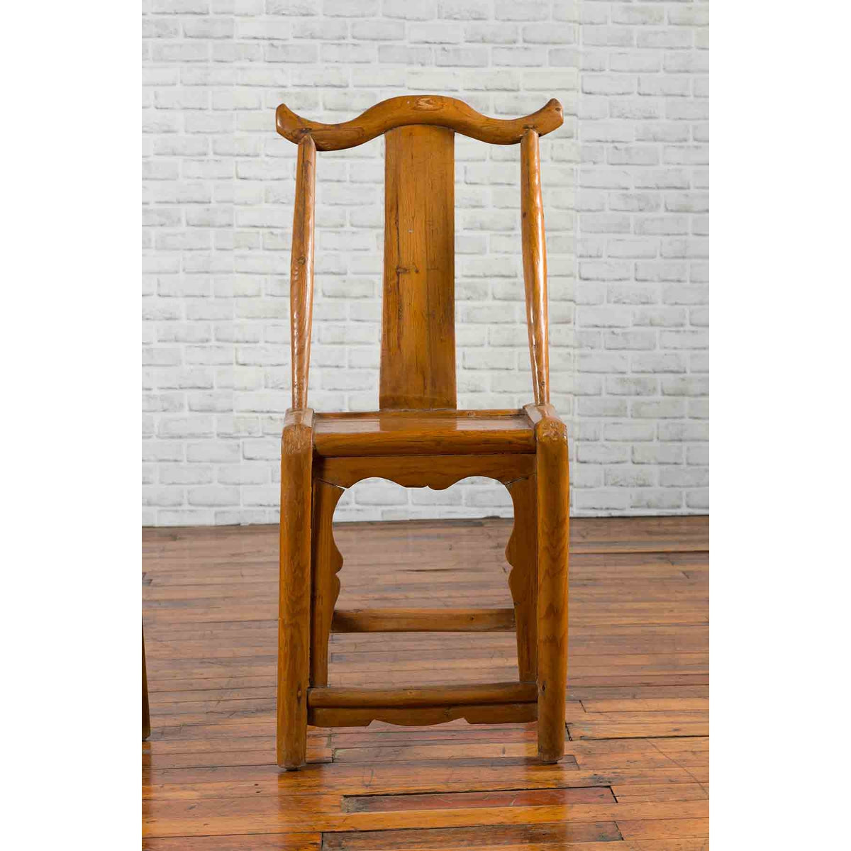 Near Pair of Chinese Qing Dynasty 19th Century Yoke High Back Decorative Chairs-7. Asian & Chinese Furniture, Art, Antiques, Vintage Home Décor for sale at FEA Home