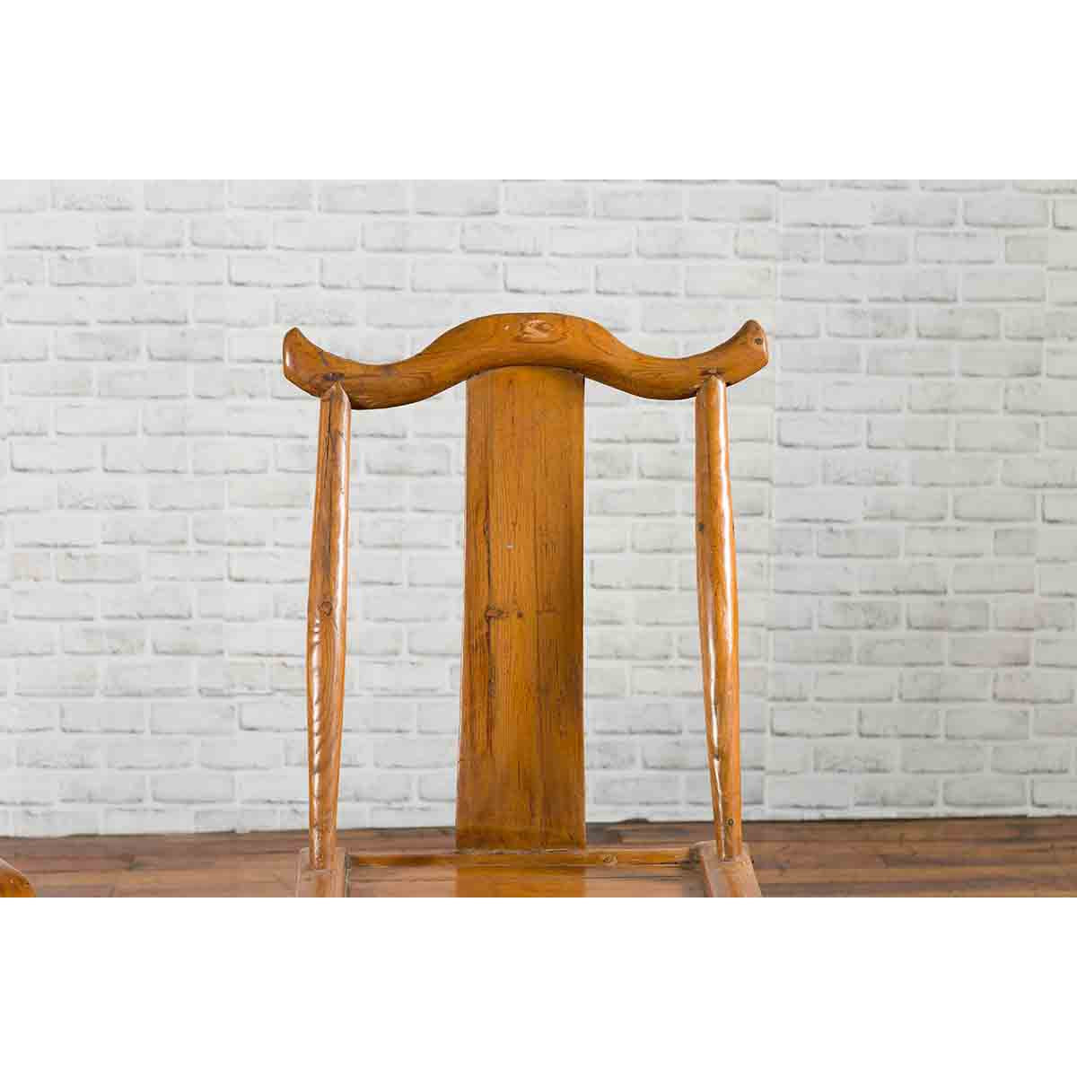 Near Pair of Chinese Qing Dynasty 19th Century Yoke High Back Decorative Chairs-11. Asian & Chinese Furniture, Art, Antiques, Vintage Home Décor for sale at FEA Home