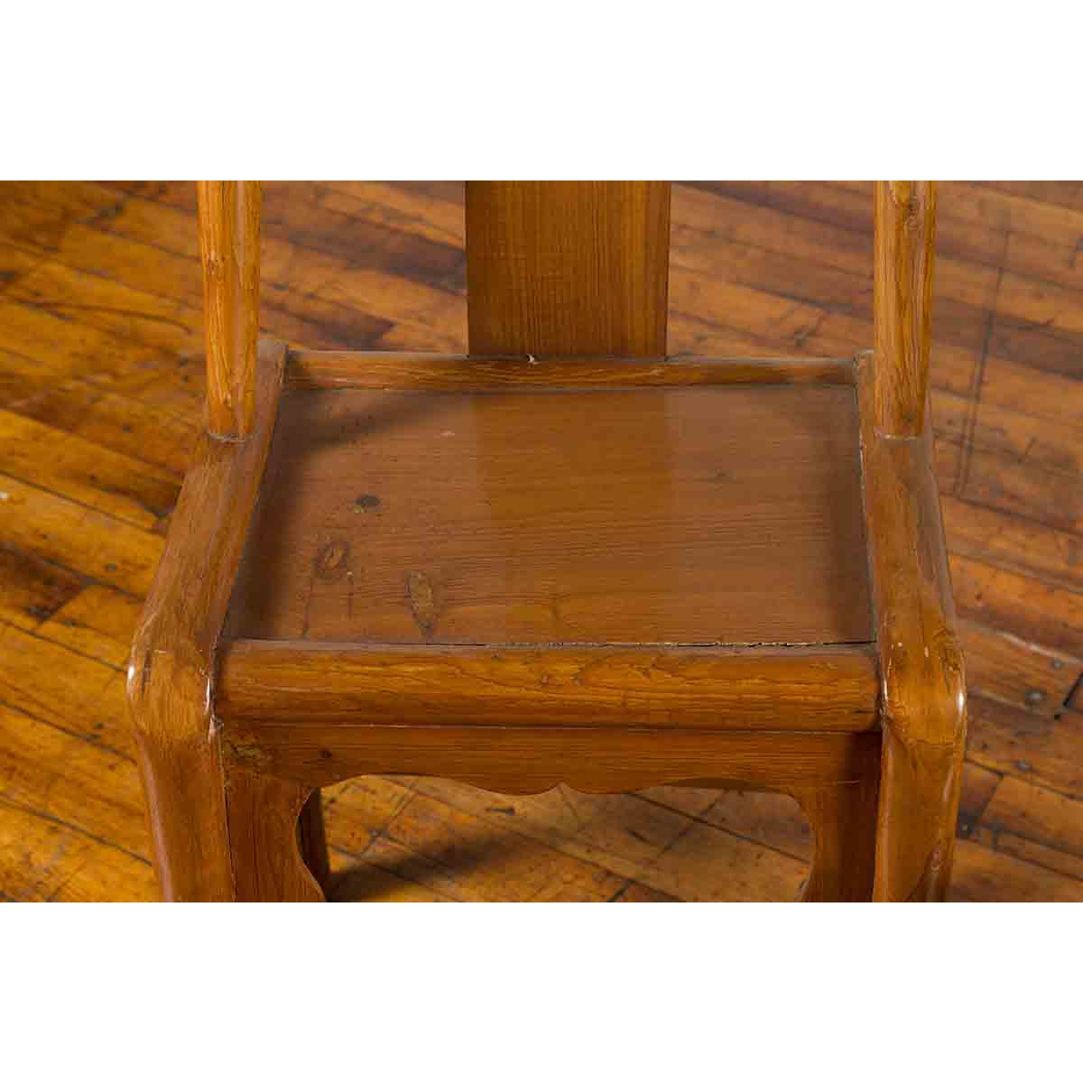 Near Pair of Chinese Qing Dynasty 19th Century Yoke High Back Decorative Chairs-13. Asian & Chinese Furniture, Art, Antiques, Vintage Home Décor for sale at FEA Home
