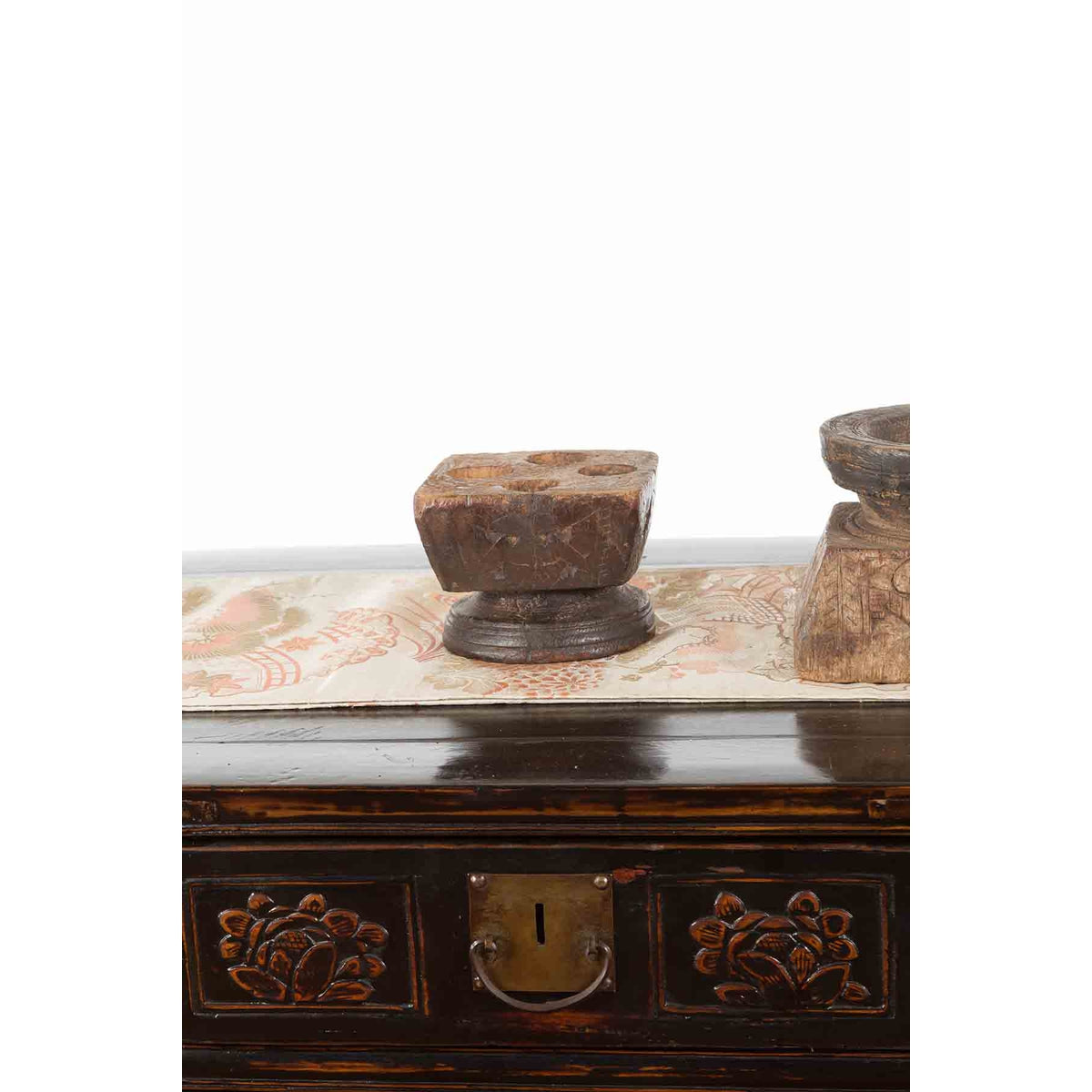 Set of Three Indian 19th Century Seed Planters with Carved Motifs and Patina-4. Asian & Chinese Furniture, Art, Antiques, Vintage Home Décor for sale at FEA Home