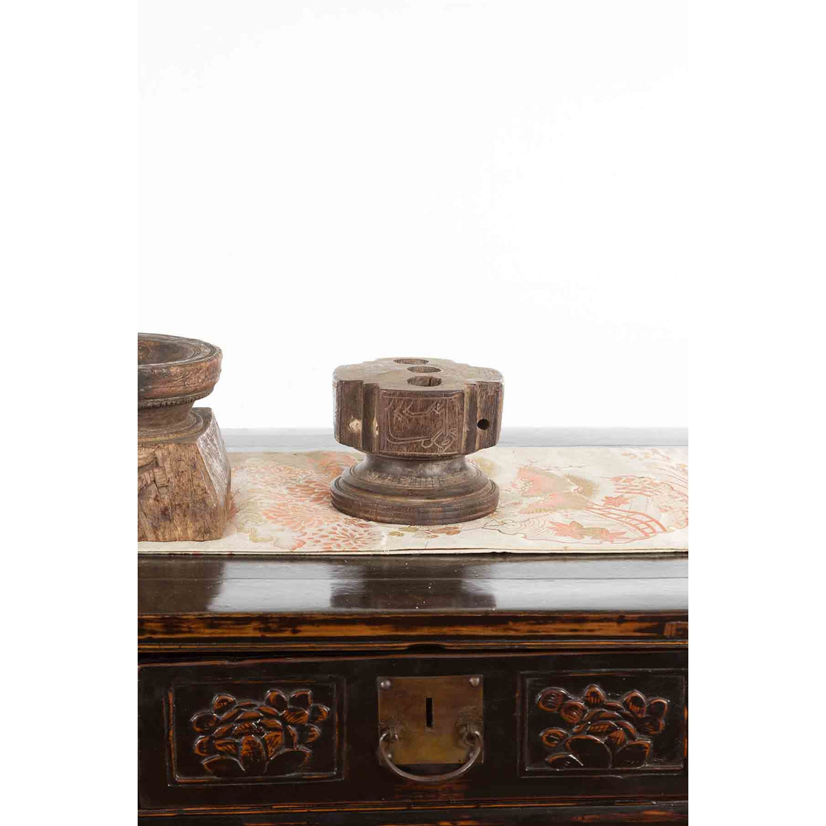 Set of Three Indian 19th Century Seed Planters with Carved Motifs and Patina-6. Asian & Chinese Furniture, Art, Antiques, Vintage Home Décor for sale at FEA Home