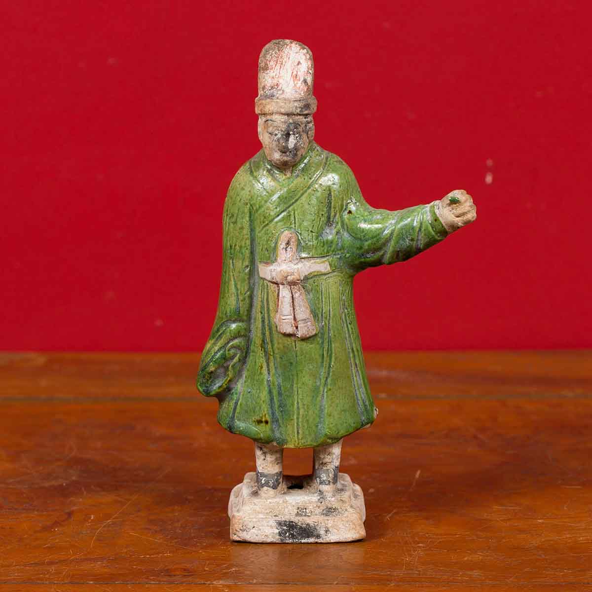 Terracotta Ming Dynasty Court Official Statuette with Original Polychromy-2. Asian & Chinese Furniture, Art, Antiques, Vintage Home Décor for sale at FEA Home