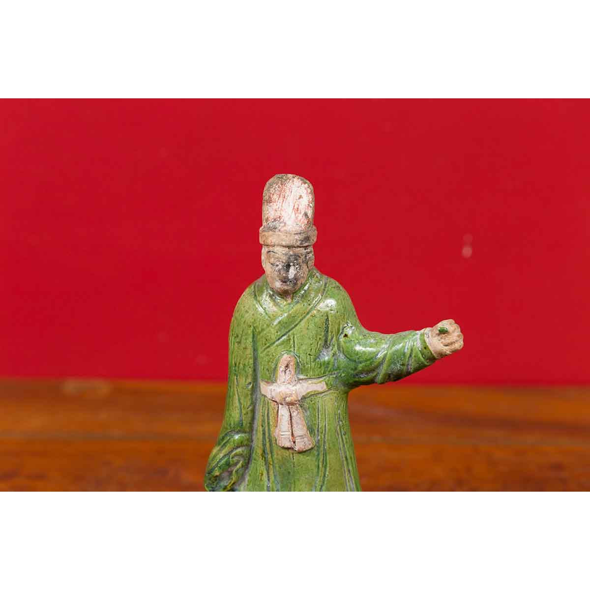 Terracotta Ming Dynasty Court Official Statuette with Original Polychromy-4. Asian & Chinese Furniture, Art, Antiques, Vintage Home Décor for sale at FEA Home