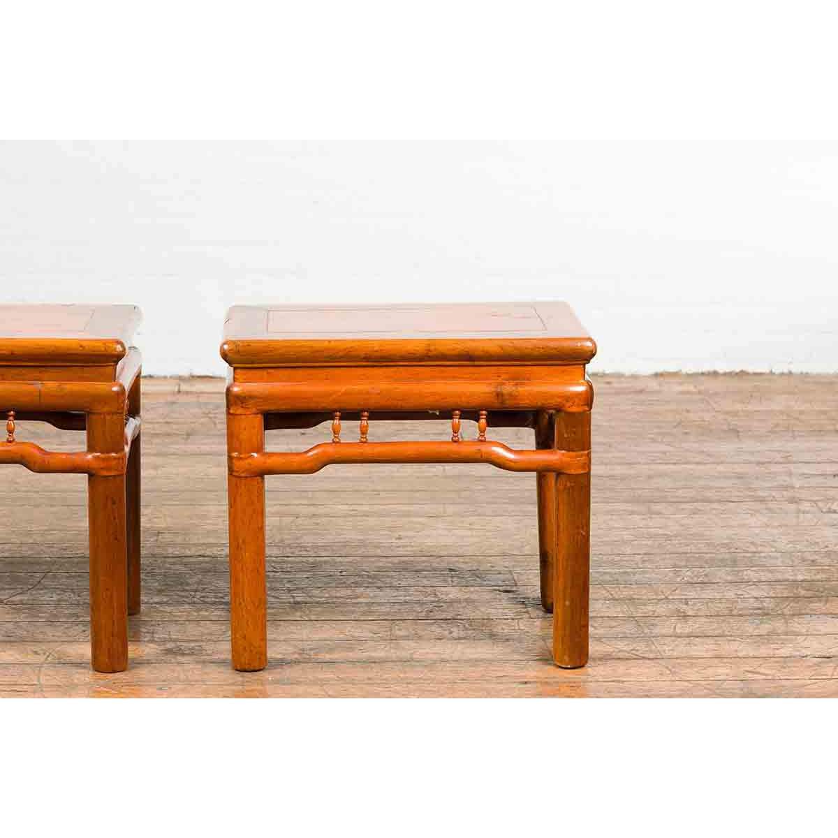 Pair of Chinese Qing Dynasty 19th Century Side Tables with Humpback Stretchers-5. Asian & Chinese Furniture, Art, Antiques, Vintage Home Décor for sale at FEA Home
