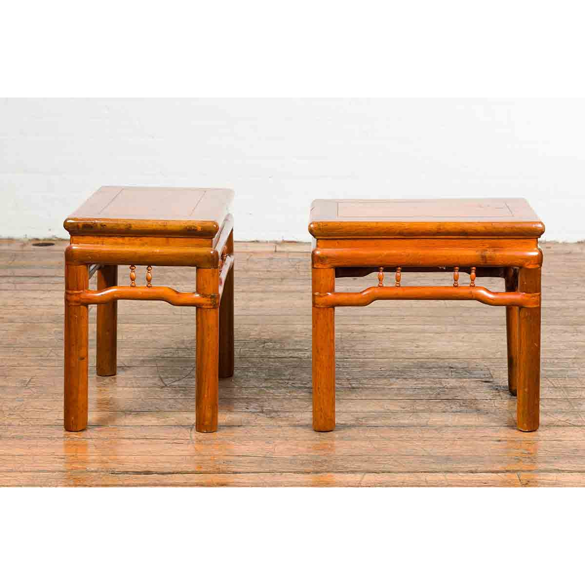 Pair of Chinese Qing Dynasty 19th Century Side Tables with Humpback Stretchers-7. Asian & Chinese Furniture, Art, Antiques, Vintage Home Décor for sale at FEA Home
