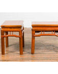 Pair of Chinese Qing Dynasty 19th Century Side Tables with Humpback Stretchers-9. Asian & Chinese Furniture, Art, Antiques, Vintage Home Décor for sale at FEA Home