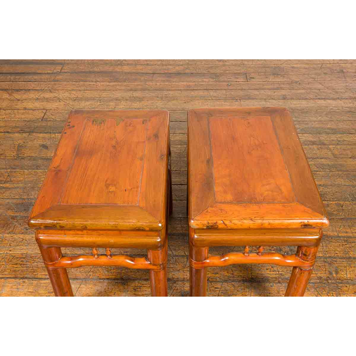 Pair of Chinese Qing Dynasty 19th Century Side Tables with Humpback Stretchers-11. Asian & Chinese Furniture, Art, Antiques, Vintage Home Décor for sale at FEA Home