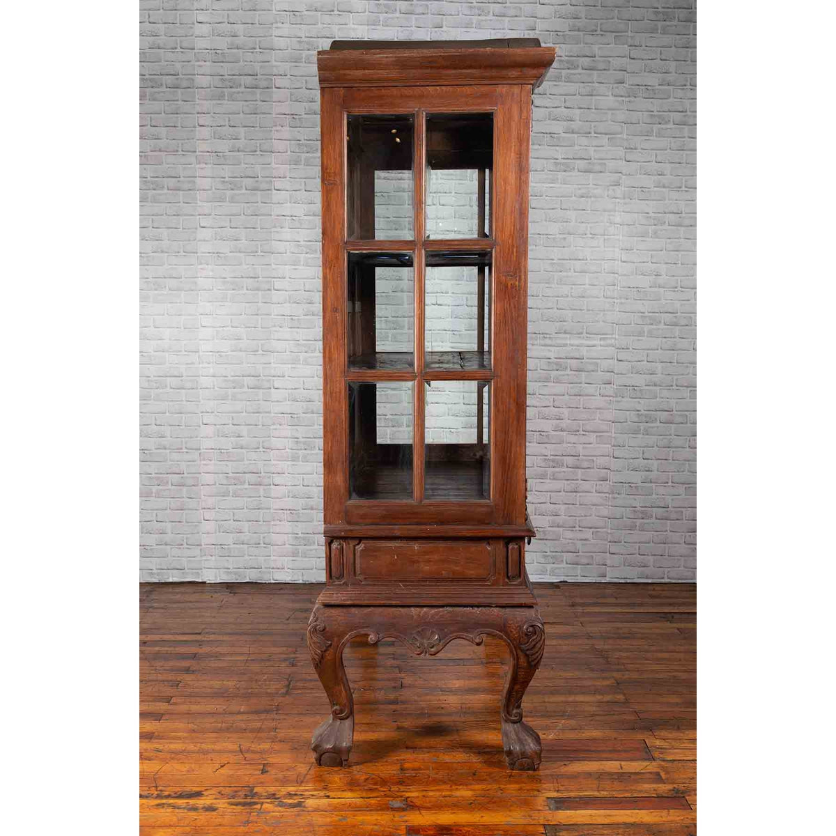 Large Javanese Cabinet with Paneled Glass Doors, Bonnet Top and Cabriole Legs-13. Asian & Chinese Furniture, Art, Antiques, Vintage Home Décor for sale at FEA Home
