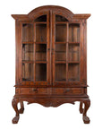 Large Javanese Cabinet with Paneled Glass Doors, Bonnet Top and Cabriole Legs-1. Asian & Chinese Furniture, Art, Antiques, Vintage Home Décor for sale at FEA Home