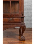 Large Javanese Cabinet with Paneled Glass Doors, Bonnet Top and Cabriole Legs-9. Asian & Chinese Furniture, Art, Antiques, Vintage Home Décor for sale at FEA Home