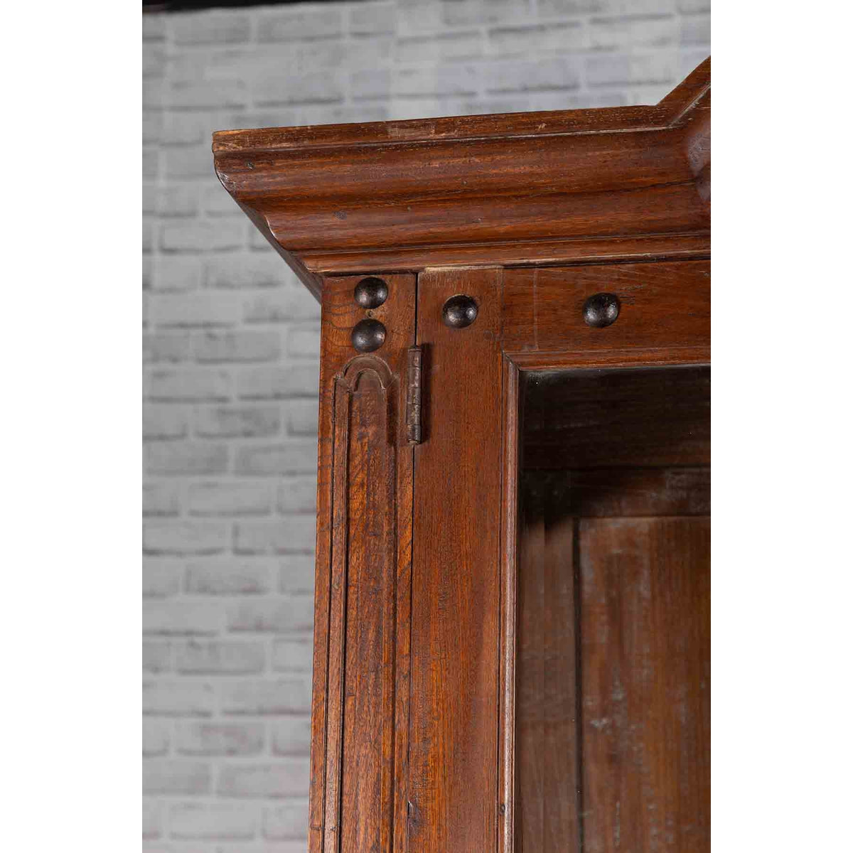 Large Javanese Cabinet with Paneled Glass Doors, Bonnet Top and Cabriole Legs-11. Asian & Chinese Furniture, Art, Antiques, Vintage Home Décor for sale at FEA Home