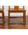 Pair of Ming Dynasty Style Yoke Back Side Chairs with Woven Rattan Seats-12. Asian & Chinese Furniture, Art, Antiques, Vintage Home Décor for sale at FEA Home