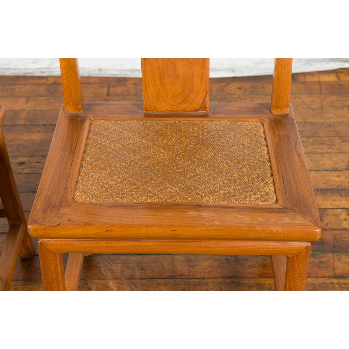 Pair of Ming Dynasty Style Yoke Back Side Chairs with Woven Rattan Seats-14. Asian & Chinese Furniture, Art, Antiques, Vintage Home Décor for sale at FEA Home