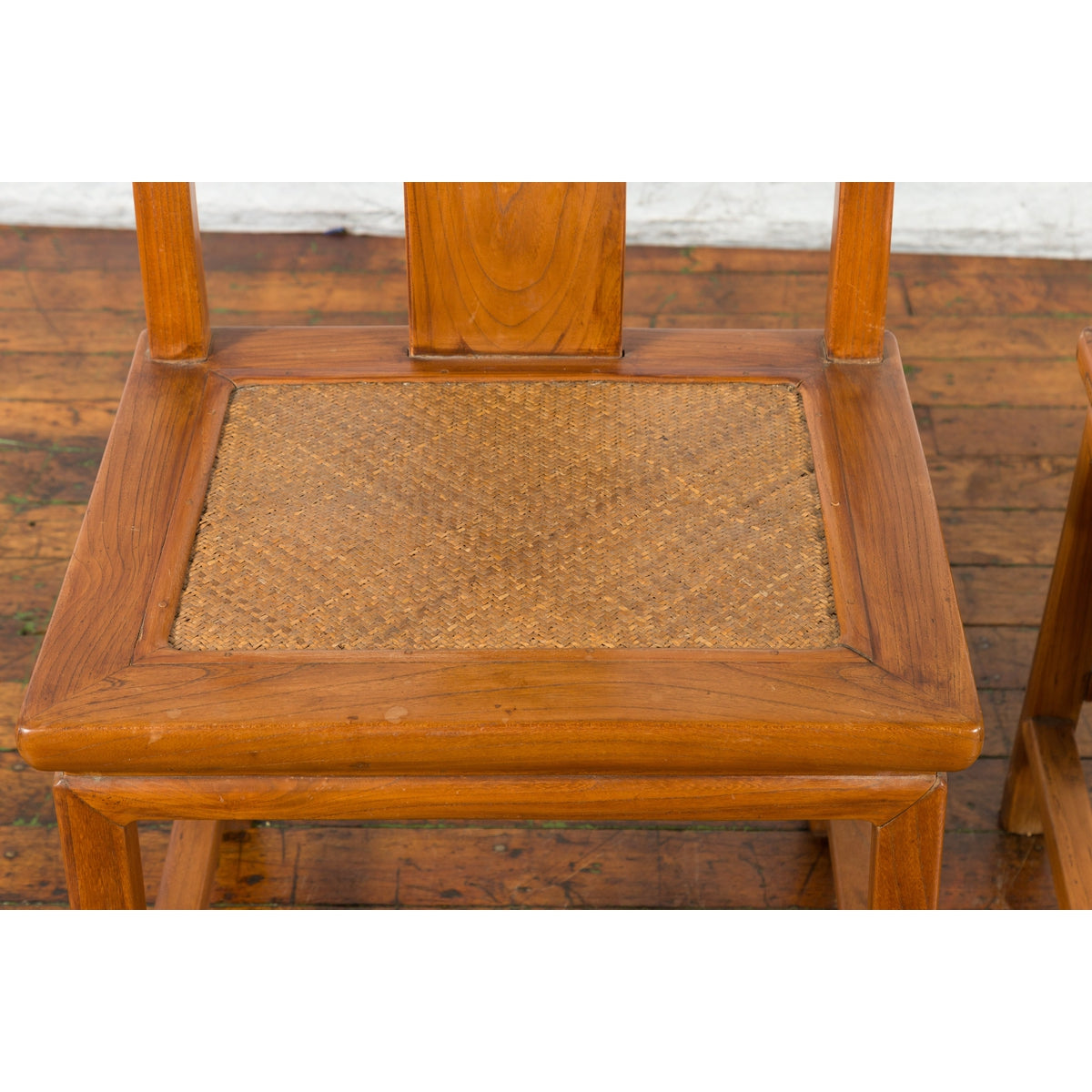 Pair of Ming Dynasty Style Yoke Back Side Chairs with Woven Rattan Seats-15. Asian & Chinese Furniture, Art, Antiques, Vintage Home Décor for sale at FEA Home