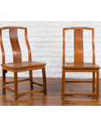 Pair of Ming Dynasty Style Yoke Back Side Chairs with Woven Rattan Seats-3. Asian & Chinese Furniture, Art, Antiques, Vintage Home Décor for sale at FEA Home