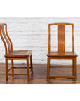 Pair of Ming Dynasty Style Yoke Back Side Chairs with Woven Rattan Seats-5. Asian & Chinese Furniture, Art, Antiques, Vintage Home Décor for sale at FEA Home
