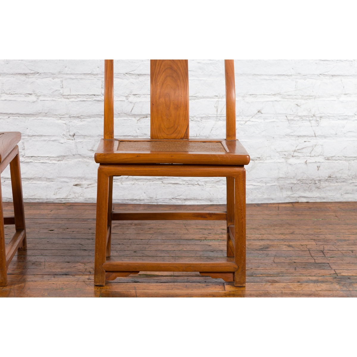 Pair of Ming Dynasty Style Yoke Back Side Chairs with Woven Rattan Seats-9. Asian & Chinese Furniture, Art, Antiques, Vintage Home Décor for sale at FEA Home