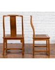 Pair of Ming Dynasty Style Yoke Back Side Chairs with Woven Rattan Seats-7. Asian & Chinese Furniture, Art, Antiques, Vintage Home Décor for sale at FEA Home