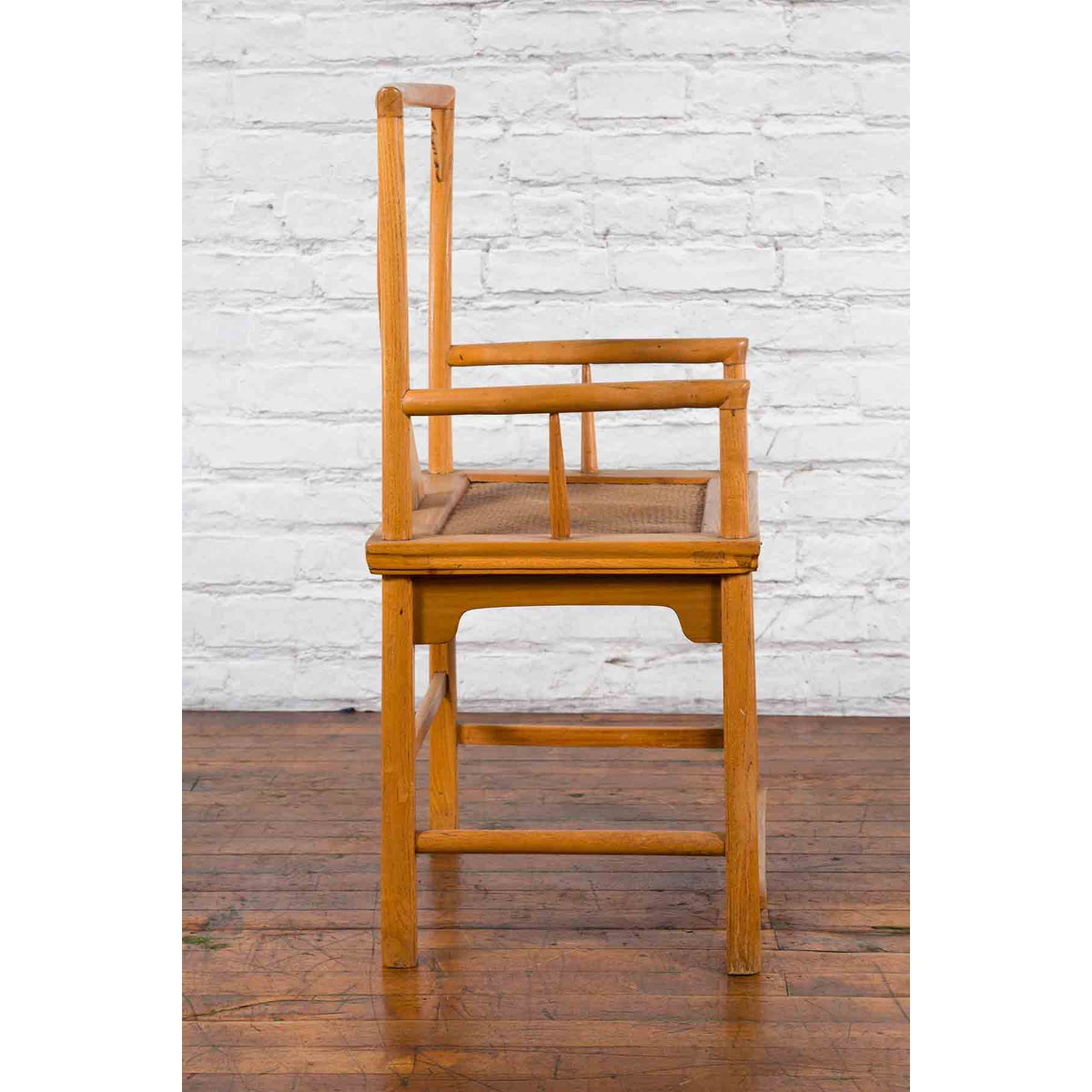 Chinese Early 20th Century Armchair with Hand-Carved Medallion and Rattan Seat-13. Asian & Chinese Furniture, Art, Antiques, Vintage Home Décor for sale at FEA Home