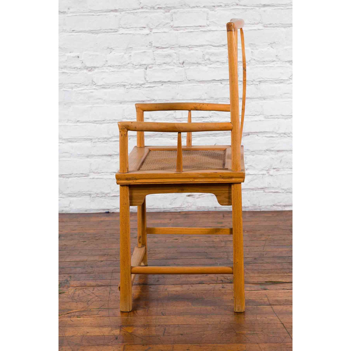 Chinese Early 20th Century Armchair with Hand-Carved Medallion and Rattan Seat-14. Asian & Chinese Furniture, Art, Antiques, Vintage Home Décor for sale at FEA Home