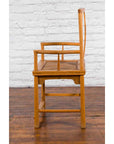 Chinese Early 20th Century Armchair with Hand-Carved Medallion and Rattan Seat-14. Asian & Chinese Furniture, Art, Antiques, Vintage Home Décor for sale at FEA Home