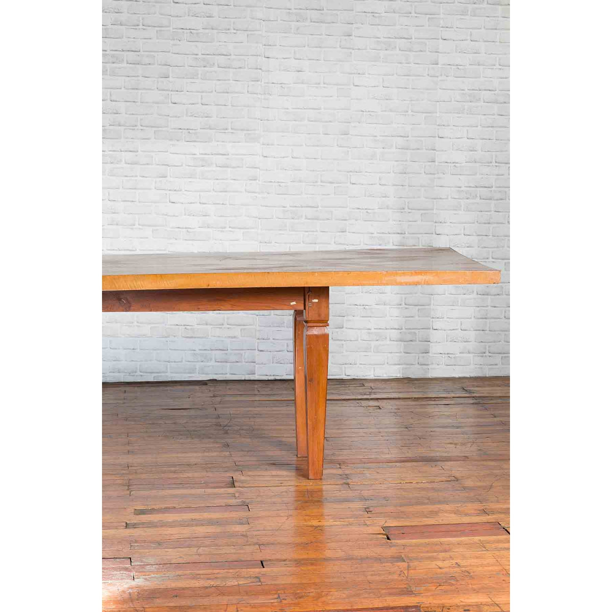 Large Vintage Indonesian Dining Table with Mango Wood Top and Tapered Legs-6. Asian & Chinese Furniture, Art, Antiques, Vintage Home Décor for sale at FEA Home