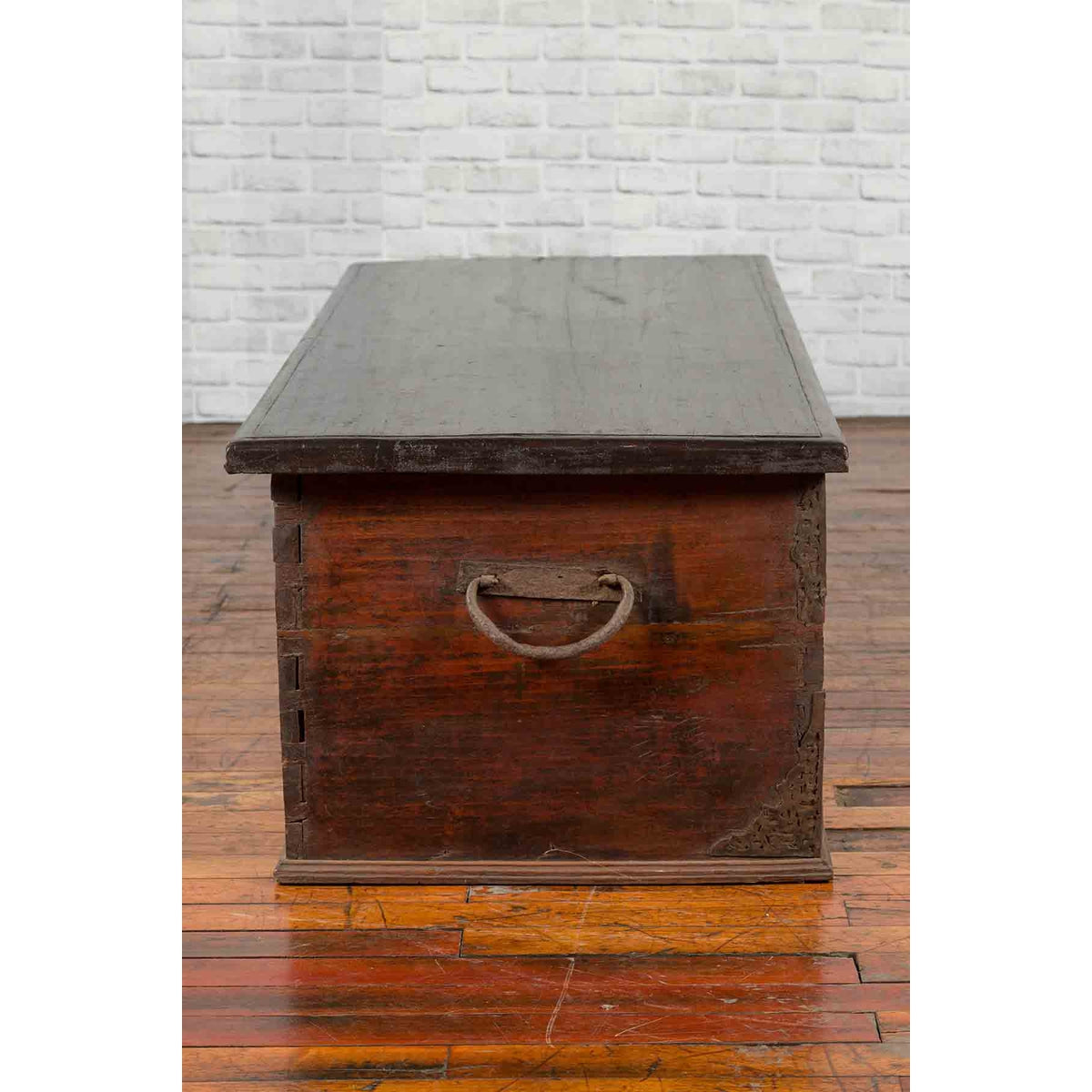 Late 19th Century Coffer from Sumatra with Carved Motifs and Iron Hardware-10. Asian & Chinese Furniture, Art, Antiques, Vintage Home Décor for sale at FEA Home