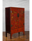 Chinese Qing Dynasty 19th Century Red Lacquer Cabinet with Gold Chinoiseries-3. Asian & Chinese Furniture, Art, Antiques, Vintage Home Décor for sale at FEA Home