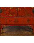 Chinese Qing Dynasty 19th Century Red Lacquer Cabinet with Gold Chinoiseries-6. Asian & Chinese Furniture, Art, Antiques, Vintage Home Décor for sale at FEA Home