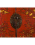 Chinese Qing Dynasty 19th Century Red Lacquer Cabinet with Gold Chinoiseries-7. Asian & Chinese Furniture, Art, Antiques, Vintage Home Décor for sale at FEA Home