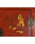 Chinese Qing Dynasty 19th Century Red Lacquer Cabinet with Gold Chinoiseries-10. Asian & Chinese Furniture, Art, Antiques, Vintage Home Décor for sale at FEA Home